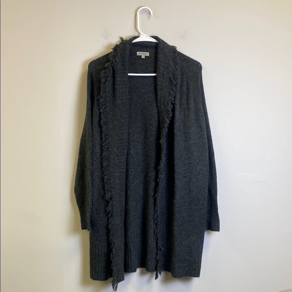 Jamison Gray Knit Cardigan Sweater with Open Front